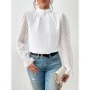 Coolmee Women's Long Frill Sleeve Stand Collar Shirts Elegant Office Workwear Blouse Business Dressy - 3 of 4