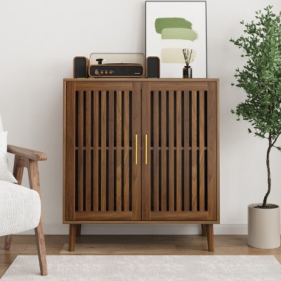 Sideboard Buffet Cabinet with Storage, Farmhouse Buffet Cabinet with Louvered Doors