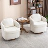 360° Swivel Accent Barrel Chair, Boucle Upholstered Lounge Chair with Solid Wood Round Base, Swivel Sofa Chair – Maison Boucle - 3 of 4