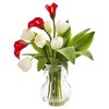 Nearly Natural 19-in Calla Lily & Tulips Artificial Arrangement in Decorative Vase - 2 of 4