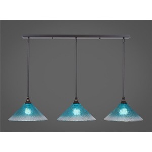 Toltec Lighting Any 3 - Light Chandelier in  Dark Granite with 12" Teal Crystal Shade - 1 of 1