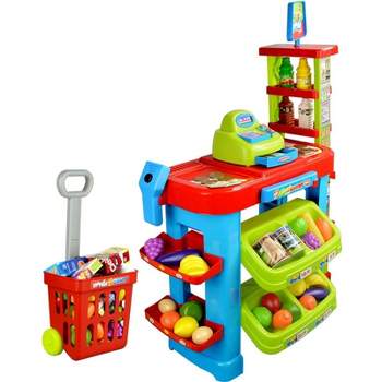 Insten Super Market Playset with Cash Register, Shopping Cart, Food & Money, Pretend Toys for Kids