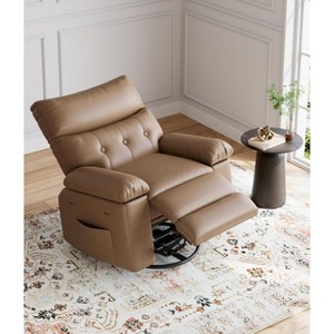 Oversized Wide Rocker Swivel Recliner Chair - PU Leather Large Manual Recliner for Adults, Comfort Lazy Chair with 1.5X Sponge Filling and Easy - 1 of 4