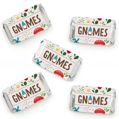 Big Dot of Happiness Garden Gnomes - Mini Candy Bar Wrapper Stickers - Forest Gnome Party Small Favors - 40 Count