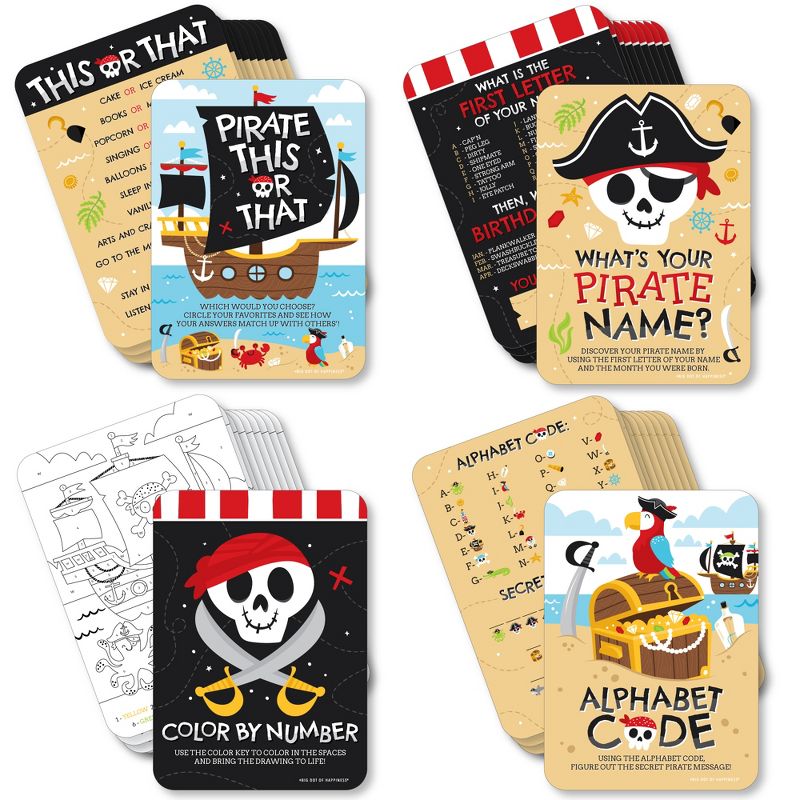 Big Dot of Happiness Pirate Ship Adventures - 4 Skull Birthday Party Games - 10 Cards Each - Gamerific Bundle, 1 of 9