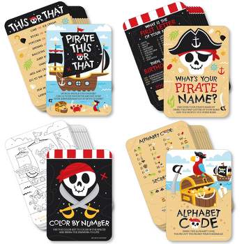 Big Dot of Happiness Pirate Ship Adventures - 4 Skull Birthday Party Games - 10 Cards Each - Gamerific Bundle