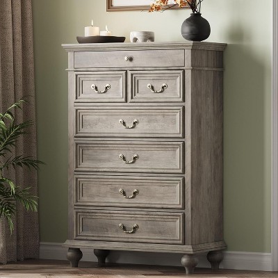 7 Drawer Dresser for Bedroom,  Wood Dresser with Natural Texture, Rustic Farmhouse Chest of Drawers for Bedroom, Living Room, Hallway