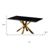 HomeRoots 63" Black and Gold Marble and Metal Cross Leg Base Dining Table - 3 of 4