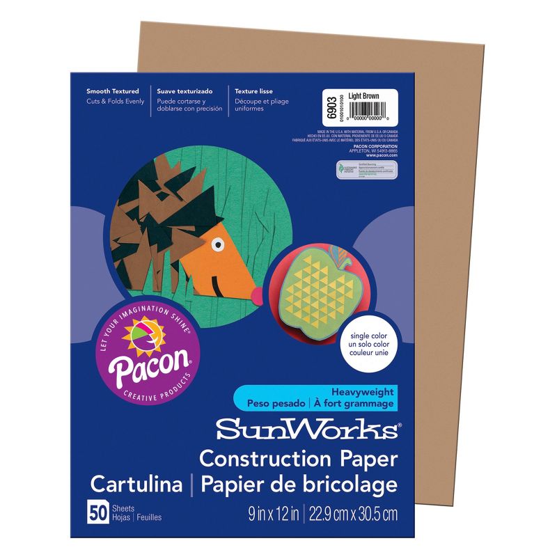 Prang® Construction Paper, Light Brown, 9" x 12", 50 Sheets Per Pack, 10 Packs, 2 of 6