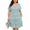 Coolmee Womens Plus Size Summer Midi Dresses Casual Ruffle Sleeve Tiered Swing Sundress with Pockets - 2 of 4