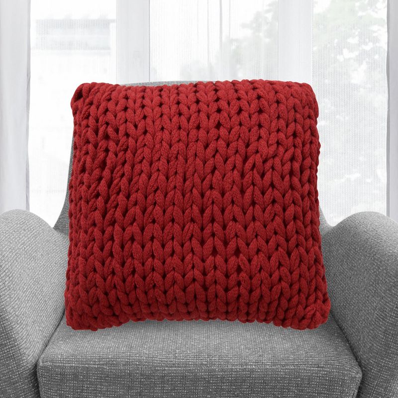 Cheer Collection Chunky Cable Knit Throw Pillow, 18" x 18", 5 of 13