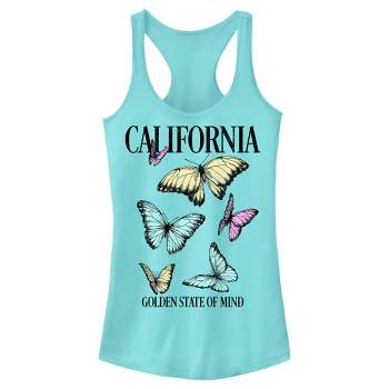 Juniors Womens Lost Gods California Butterflies Racerback Tank Top