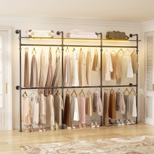 Besiost Industrial Pipe Clothing Rack, Reversible 118.3'' Clothes Rack for Hanging Clothes - 1 of 4