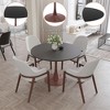 LeisureMod Bristol Round Dining Table with MDF Top and Walnut Steel Pedestal Base for Modern Kitchen and Dining Room - 4 of 4