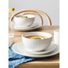 Itopfox 12-Piece Ceramic Dinnerware Set, Includes Plates and Bowls, Oven Safe, Stackable, Ideal for Housewarming Gifts - Arctic White - 2 of 4
