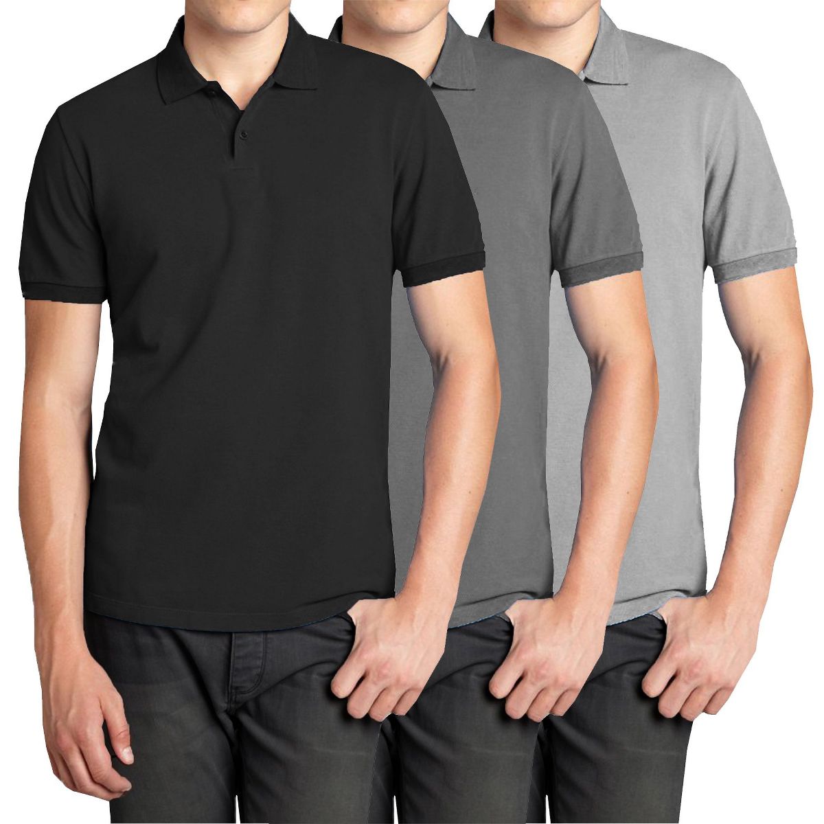 Galaxy Polo Avenue Men's Short Sleeve Pique Polo Shirt-3 Pack