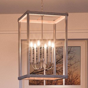 Urban Ambiance Luxury Modern Farmhouse Narrow Chandelier,  25"H x 14"W,  Brushed Nickel Finish, UHP2383 - 1 of 4