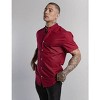 Men's Muscle Dress Shirts Slim Fit Stretch Banded Collar Short Sleeve Casual Button Down Shirt - 2 of 4