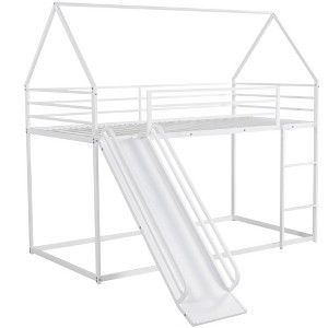 NicBex Twin Over Twin House Bunk Bed with Built-in Ladder and Slide for Kids,Girls,Boys - 1 of 4
