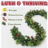 MOEPISY 9FT Prelit Christmas Garland with 100 LED Timer Lights, Snow Dusted Garland - 4 of 4