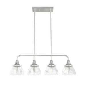 Hunter Fans 7" Brushed Nickel Cypress Grove Linear Chandelier Modern Glass 4-Light Fixture - 1 of 2