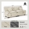 Beige 87" Corduroy Couch  with 2 Pillows, Sailboat-Shape Deep Seat Sofa for Living Room, Small Space, Office, Apartment-Morden Fort - 3 of 4