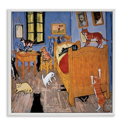 Stupell Industries Cats in Bedroom Classics Parody, 24" x 24"