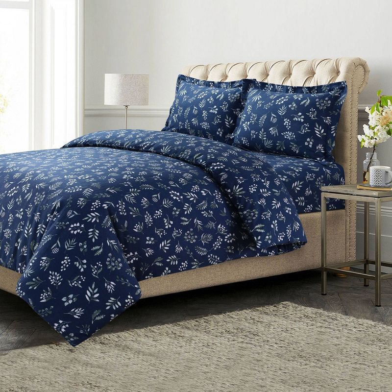 Eva Floral Printed Flannel Oversized Duvet Cover Set - Azores Home, 3 of 5