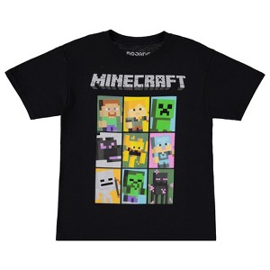 Boys Minecraft Video Game T-Shirt - Black and Green Creeper Face - Official Minecraft Shirt - 1 of 4