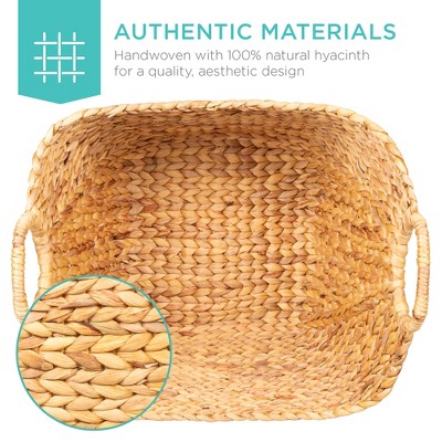 Natural Handwoven Wicker Hyacinth Storage Basket with Handles