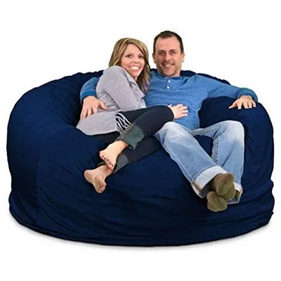 Ultimate Sack 6ft Bean Bag Chair, Oversized Comfortable Indoor Floor Lounger, Giant Foam-Filled Furniture for Relaxing, Navy Suede