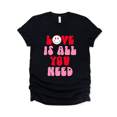 Simply Sage Market Women's Love Is All You Need Smiley Short Sleeve Graphic Tee