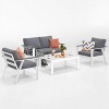 Heynemo 4-Seat Outdoor Patio Aluminum Furniture Sets Sectional Sofa Sets With Cushions, Modern Outside Couch Chairs Sets For Porch & Garden - 4 of 4