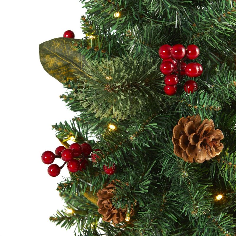 2ft Nearly Natural Pre-Lit LED Pine with Pinecones and Berries Artificial Christmas Tree Clear Lights, 4 of 9