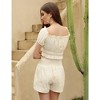 Women's Two-Piece Casual Set Off-Shoulder Ruffle Crop Top and Elastic High-Waisted Shorts Beigei 2XL - 3 of 4