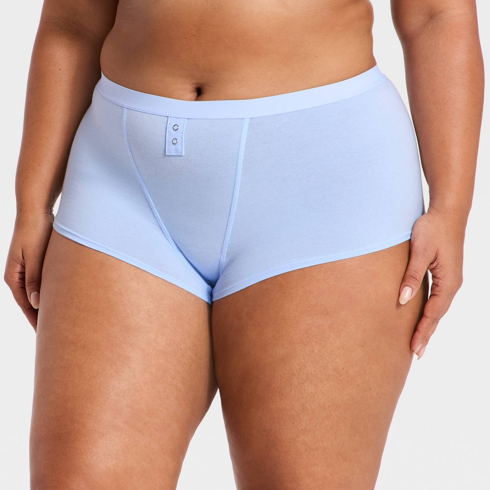 Women's Cotton Stretch Boyshort Underwear - Auden™ Light Blue 1X