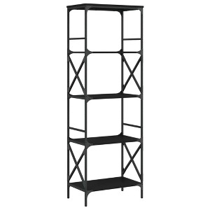 vidaXL 5-Tier Bookshelf in Chic Black - Engineered Wood and Metal Bookcase for Living Room, Office or Study - 1 of 4