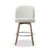 Jennifer Taylor Home Tomlin Bentwood 26.5" Upholstered Swivel Set of 2 Counter Stools in Off White Boucle - 2 of 4