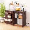Tangkula Sewing Machine Table with Charging Station Folding Sewing Cabinet w/Lockable Casters - 3 of 4