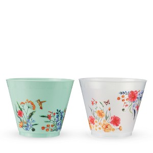 Blush Spring Floral Frosted Cups, Ideal for Cocktails, Mocktails, Lemonade, Iced Tea and More, Perfect for Summer, Birthday Parties, 9 oz, Set of 12 - 1 of 3