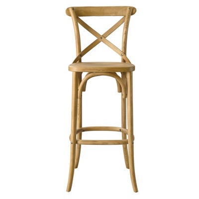 Modern Farmhouse Elm Wood Gear Bar Stool in Natural Finish