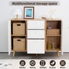 Farmhouse Buffet Cabinet With 3 Storage Drawers, 2 Doors, Sideboard Storage Cabinet Furniture 47.24"x15.75"x34.65" White - 2 of 4