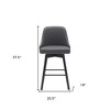 HomeRoots 26" Gray and Black Faux Leather with Solid Wood Swivel Counter Height Bar Chair - 3 of 4