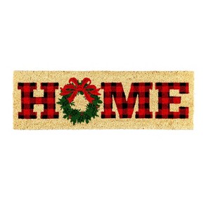 Evergreen Christmas HOME Kensington Indoor Outdoor Coir Interchangeable Doormat 9"x2'4" Red - 1 of 4