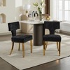 Gulches Mid Century Modern Dining Chairs Set of 2, Farmhouse Chenille Fabric Upholstered Accent Chair Curved Backrest with Copper Nails around£¬Black - 2 of 4