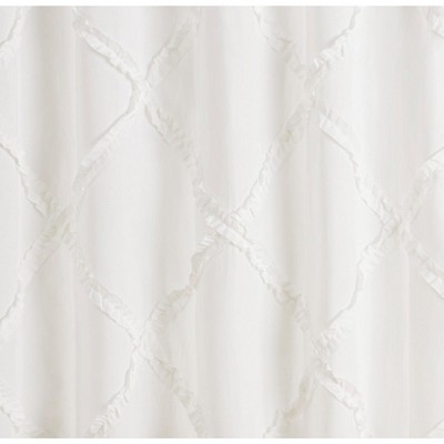 Adelina White Cotton Ruffled Shower Curtain