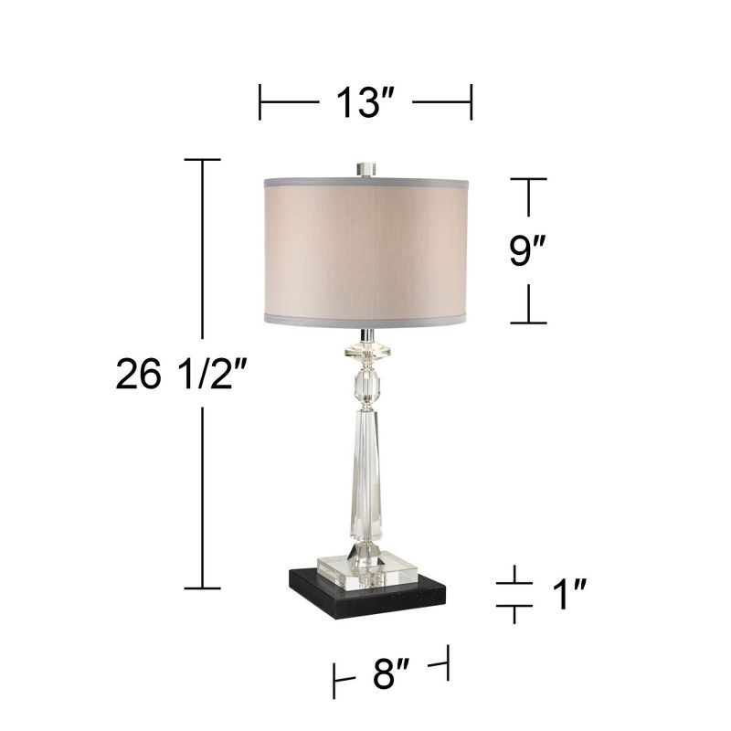 Vienna Full Spectrum Aline Traditional Table Lamp with Square Black Marble Riser 26 1/2" High Crystal Gray Shade for Bedroom Living Room Bedside House, 4 of 8