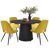 5-Piece Dining Table Set for 4, 46" Modern Round Manufactured Grain Dining Table with 4 Upholstered Fabric Dining Chairs for Dining Room-Maison Boucle - 2 of 4