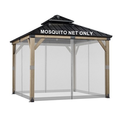 Aoodor Universal 12 x 12 ft. Gazebo Replacement Mosquito Netting Screen 4-Panel Sidewalls with Double Zipper  (Only Netting)
