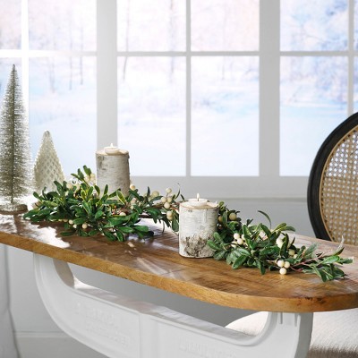 Multi-style Artificial Christmas Garland With Snow Berries, Green Leaves Decor, Christmas Garland For Winter Holiday Mantel Table Home Decor